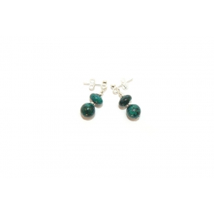Blue Chrysocolla Beaded Drop Earrings
